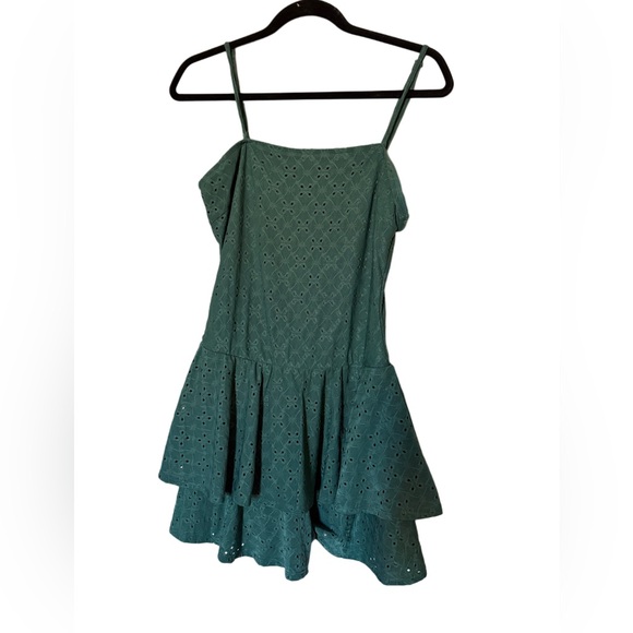 Heart & Heels green eyelet ruffled skort mini Lace Dress Sz large - Picture 1 of 5